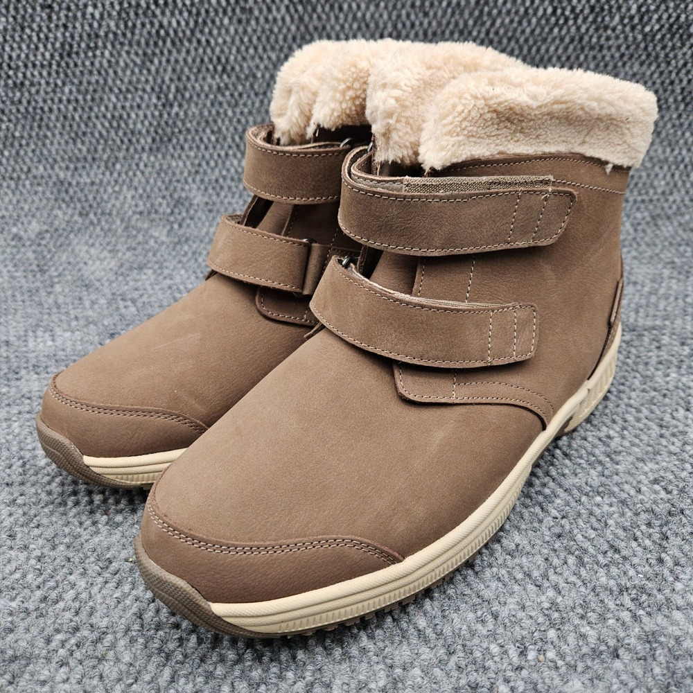 Orthofeet Florance (Women's 11 2E) Wide Brown Boots Waterproof Leather Faux Fur